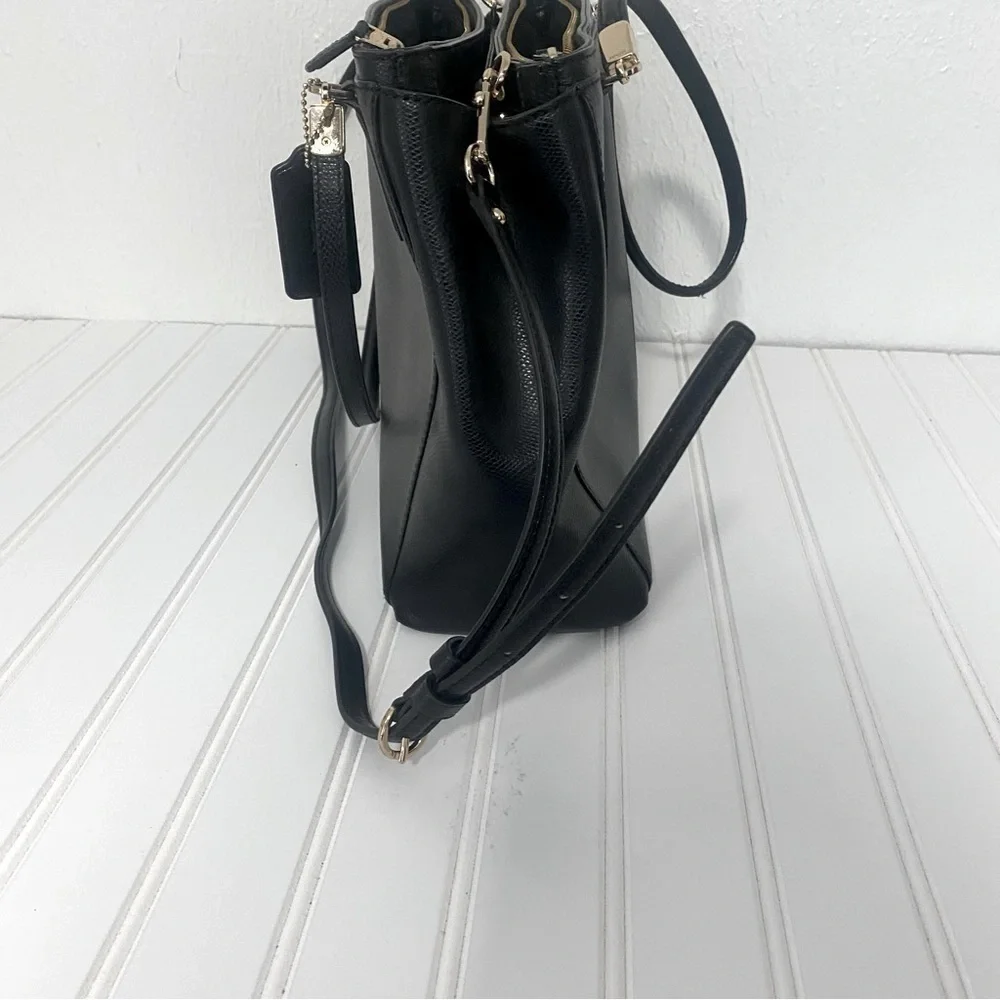 AUTHENTIC COACH CHRISTIE Carryall In Midnight Black Leather, Shoulder Tote Bag
